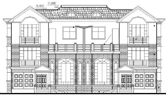 三层双拼别墅建筑施工图施工图下载【ID:149924122】