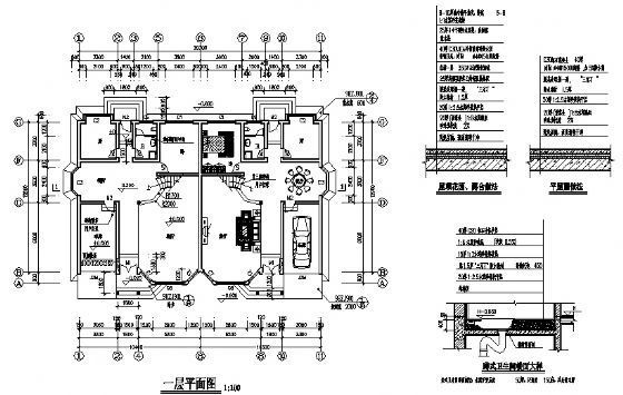 三层双拼别墅建筑施工图施工图下载【ID:149924122】