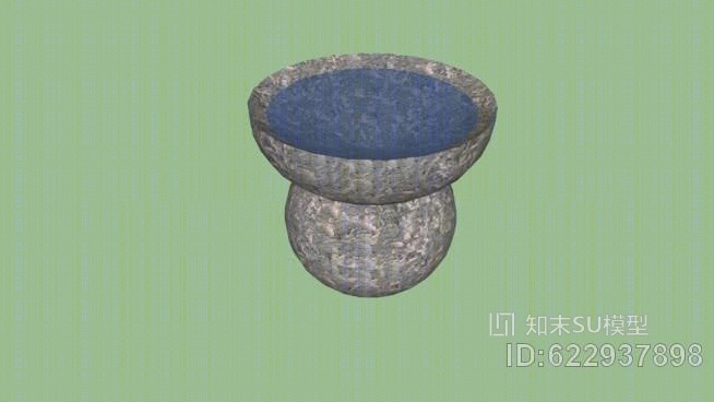 大理石水盆花园饰品SU模型下载【ID:622937898】