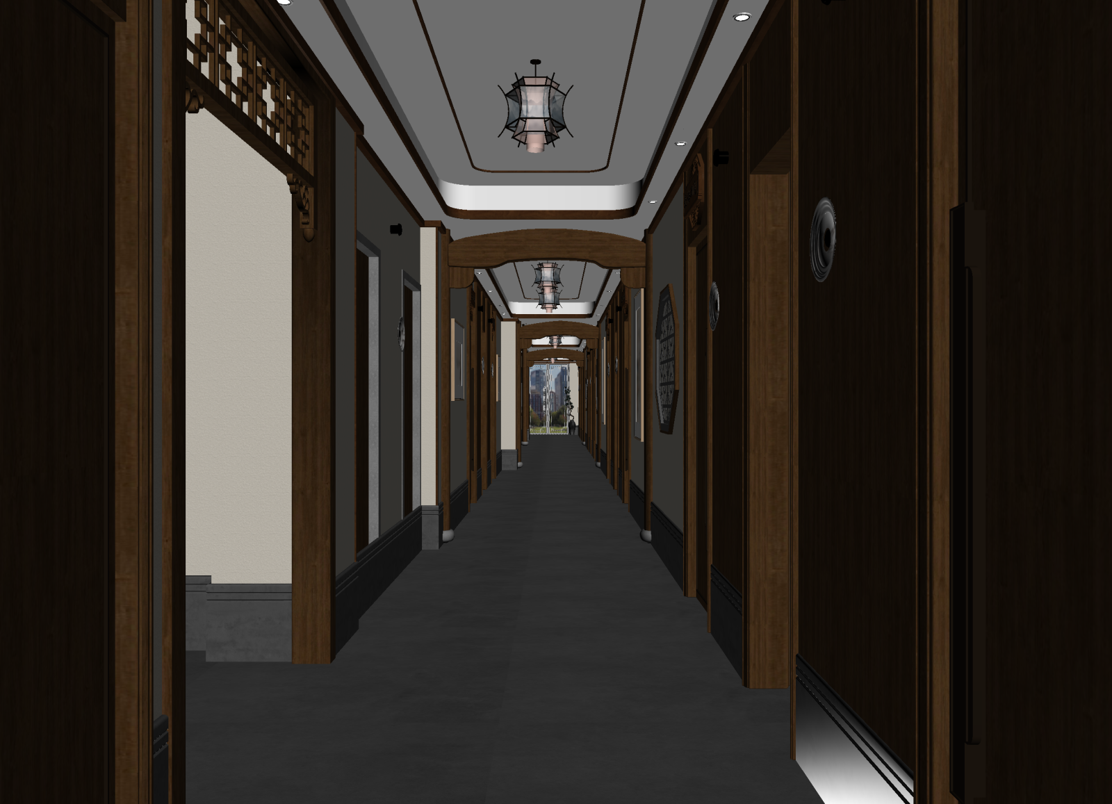 中式酒店走廊3D模型下载【ID:1215041853】