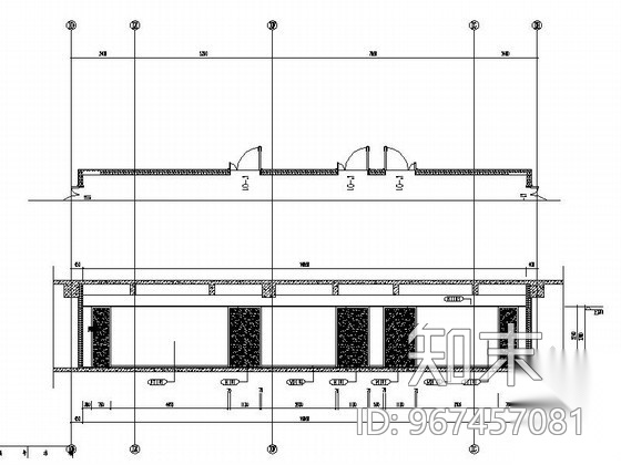 办公空间标准层走廊室内装修图（含效果）cad施工图下载【ID:967457081】