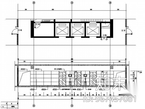 办公空间标准层走廊室内装修图（含效果）cad施工图下载【ID:967457081】