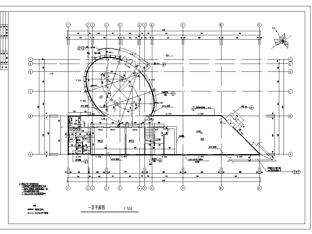 某小区多层会所建筑设计方案施工图CAD施工图下载【ID:166335116】