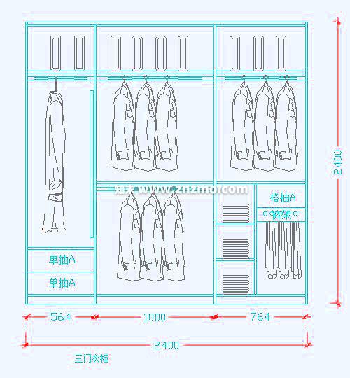 衣柜cad施工图下载【ID:178348196】