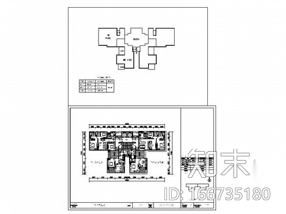 [万科户型]一核四户高层住宅户型平面图（350平方米）施工图下载【ID:166735180】