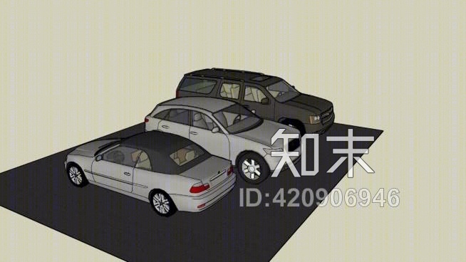 3辆汽车（宝马3系敞篷车，英菲特FX，雪佛兰THOHE）SU模型下载【ID:420906946】