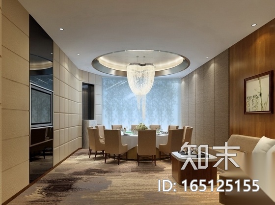 [北京]现代风格餐厅包房装修施工图（含效果）cad施工图下载【ID:165125155】