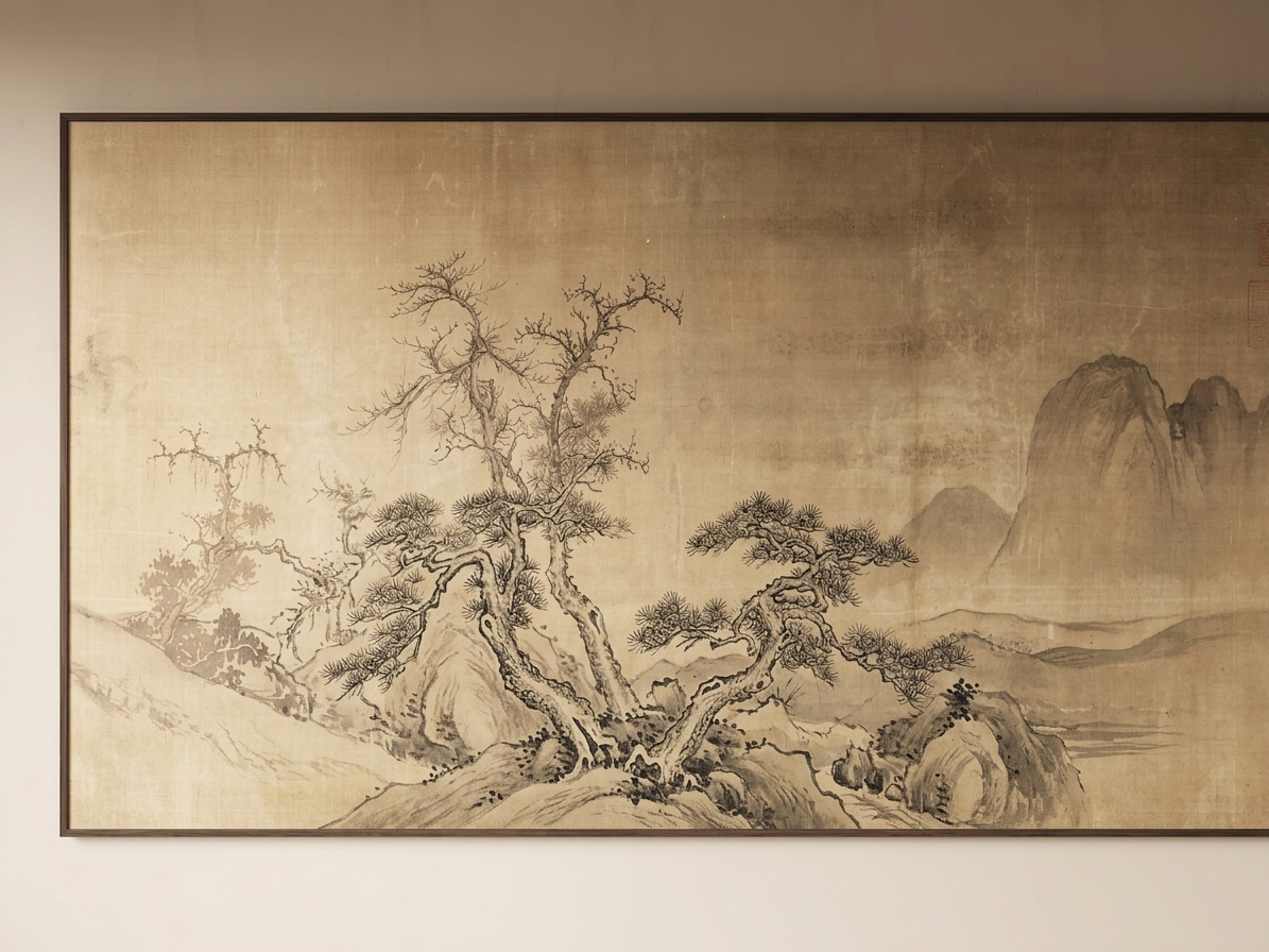 新中式山水画SU模型草图