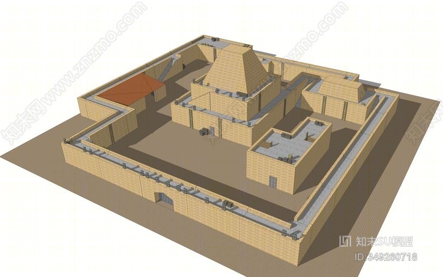 沙漠城堡防御工事SU模型下载【ID:349260718】