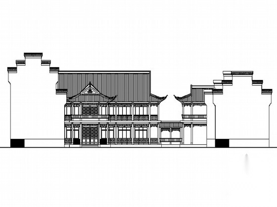 [徽派]某三层仿古茶馆会所建筑方案图施工图下载【ID:165949131】