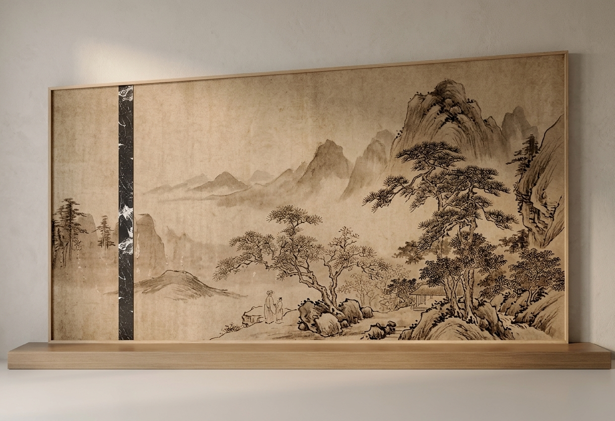 新中式山水画SU模型草图