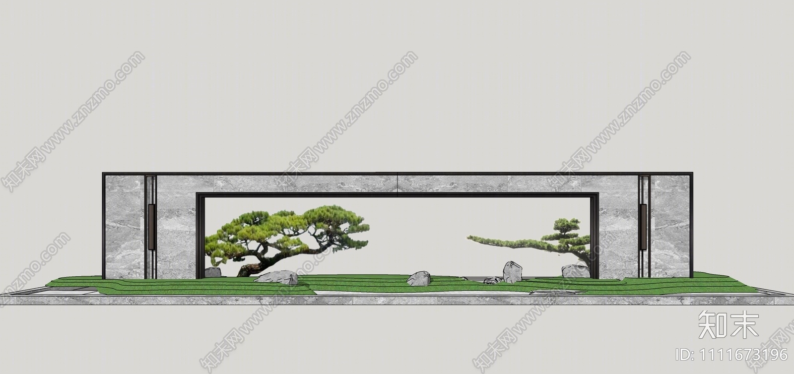 新中式景墙SU模型下载【ID:1111673196】