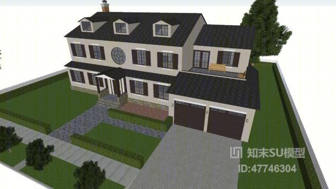 独栋别墅SU模型下载【ID:47746304】