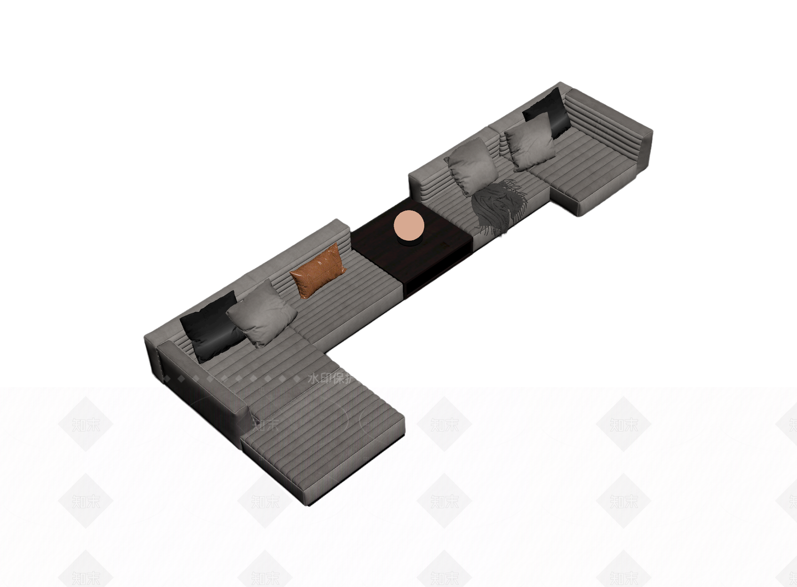 L型沙发组合3D模型下载【ID:1205548053】