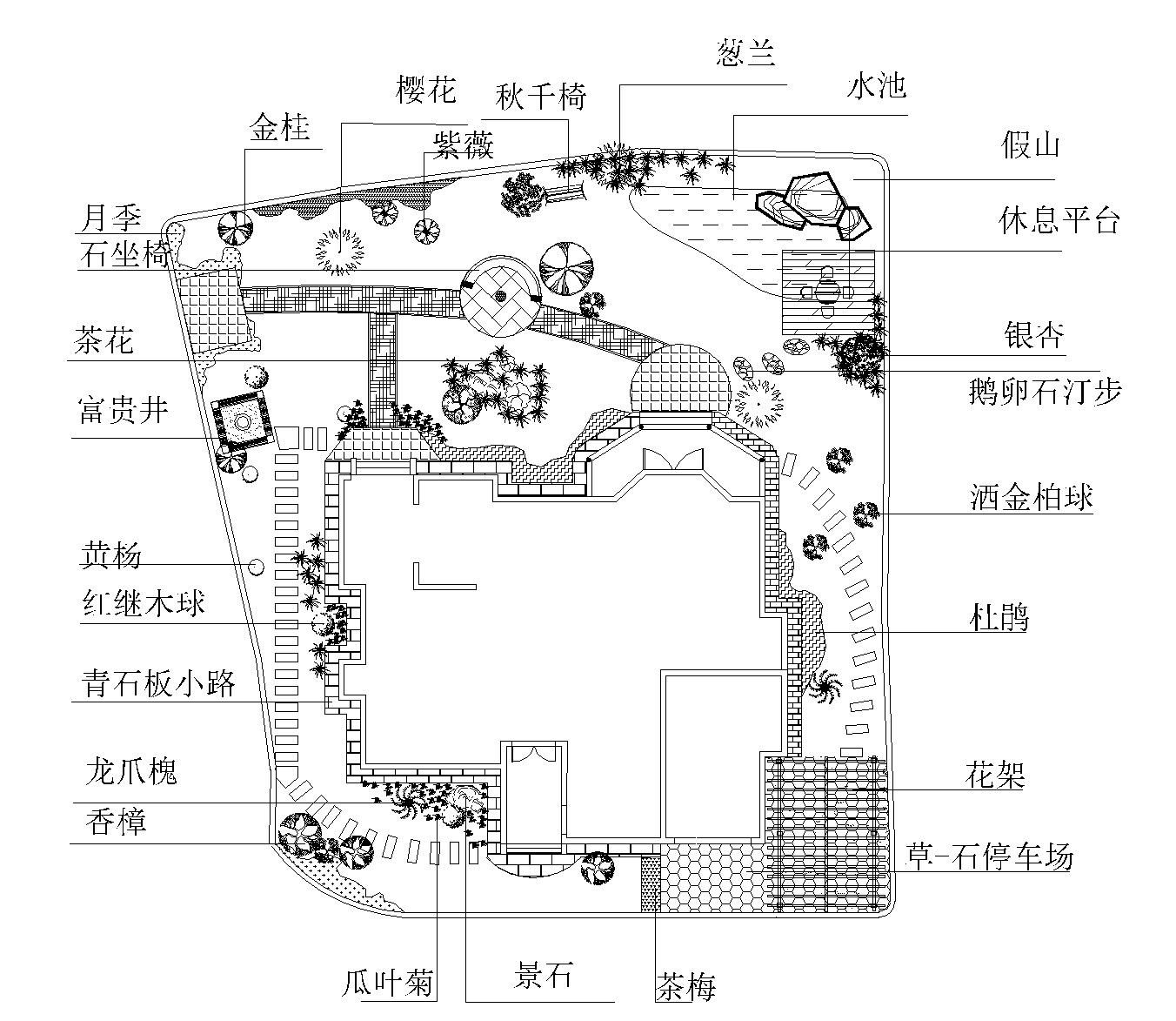 6套小庭院景观设计CAD平面图施工图下载【ID:160687142】