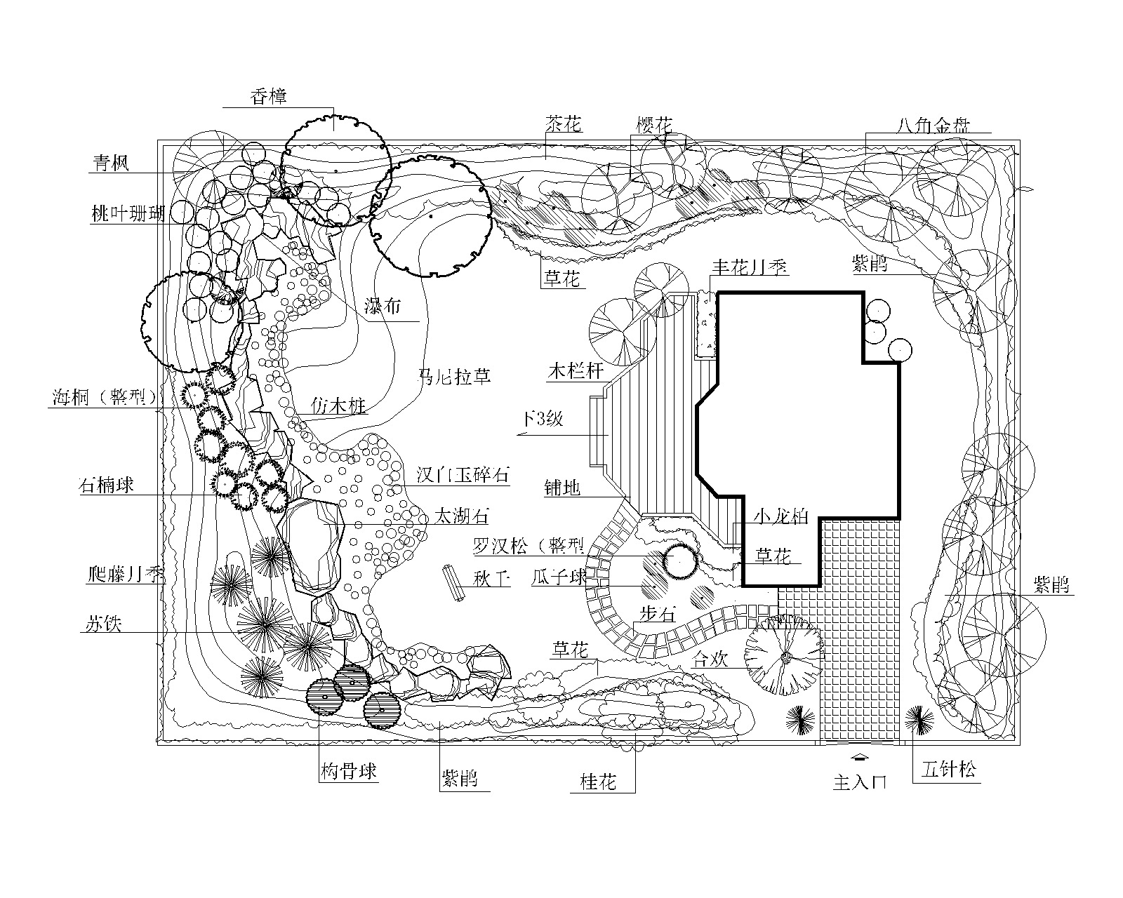 6套小庭院景观设计CAD平面图施工图下载【ID:160687142】