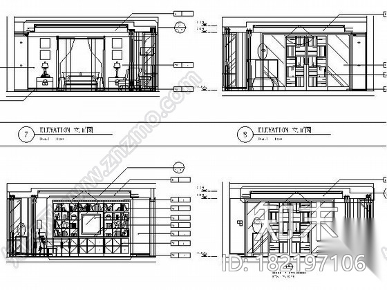 [上海]200㎡四居样板房施工图（含实景）cad施工图下载【ID:182197106】