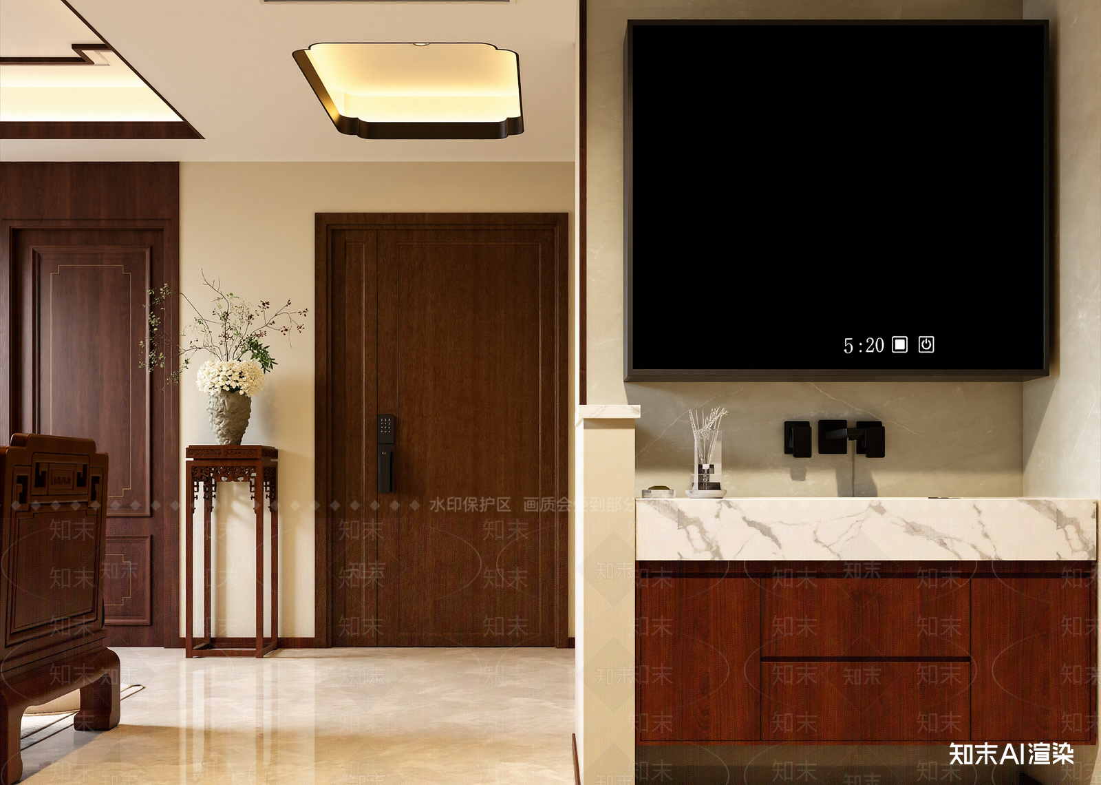 新中式玄关3D模型下载【ID:1214712624】