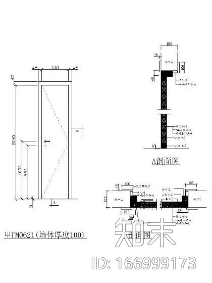 单开防火门深化图cad施工图下载【ID:166999173】