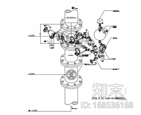 湿式报警阀详图cad施工图下载【ID:168536168】