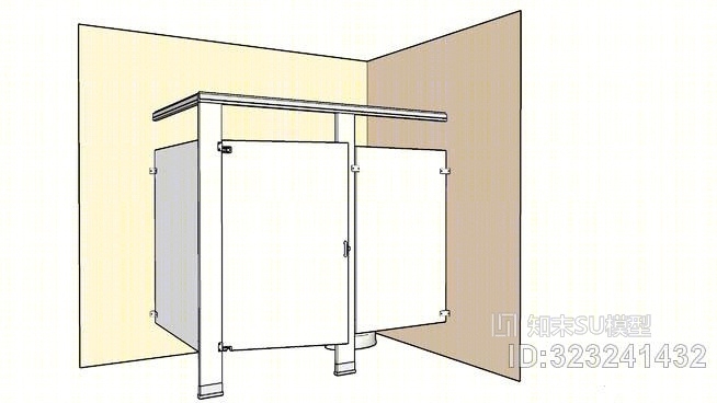 HPL卫生间隔间-开放式铝制单元SU模型下载【ID:323241432】
