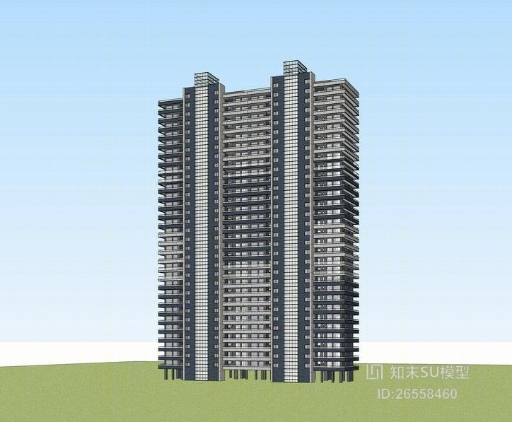 现代高层住宅SU模型下载【ID:26558460】