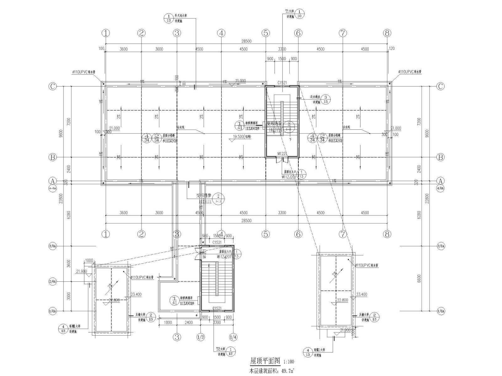 长城中学新建教学楼建筑施工图(含宿舍食堂)cad施工图下载【ID:160724112】
