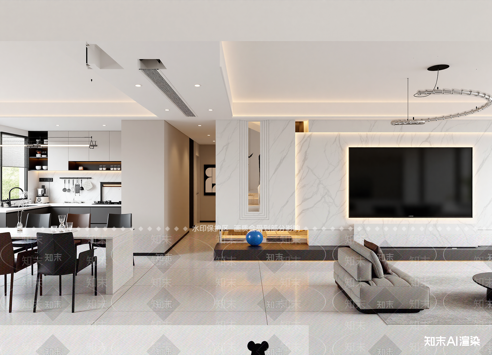 现代客餐厅3D模型下载【ID:1214664485】