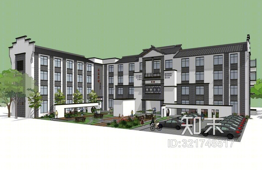 重庆上清寺新中式宾馆SU模型下载【ID:321748517】