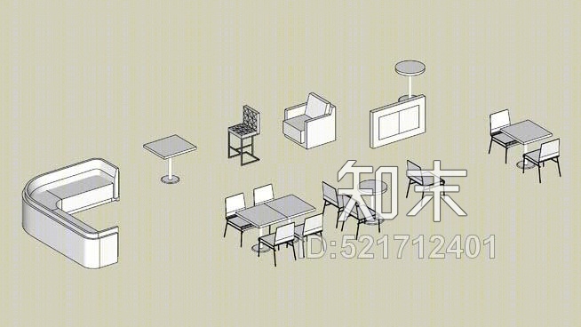 餐饮家具收藏SU模型下载【ID:521712401】