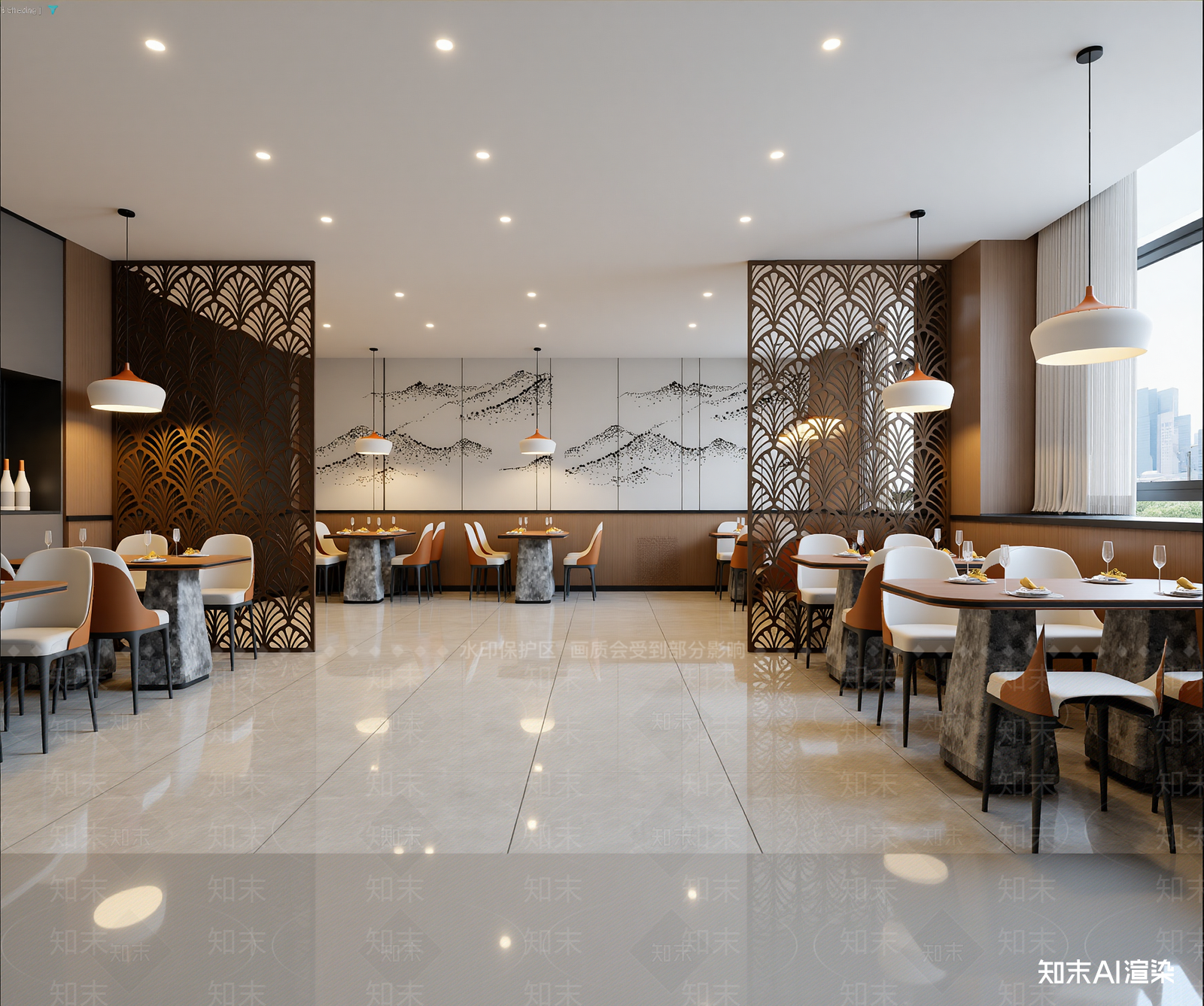 新中式西餐厅3D模型下载【ID:1213929353】