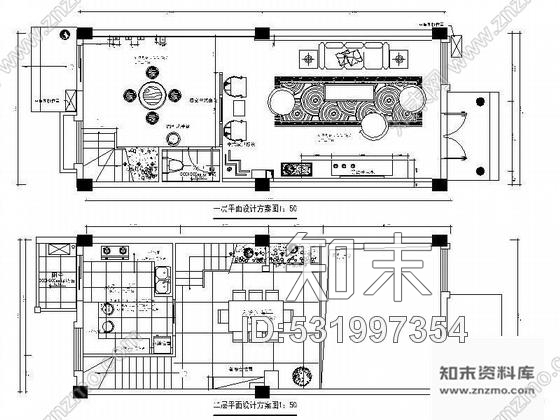 施工图中式风双层样板别墅设计图cad施工图下载【ID:531997354】