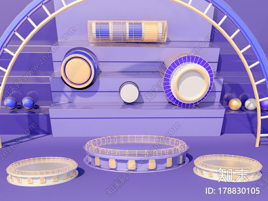 紫色几何场景CG模型下载【ID:178830105】