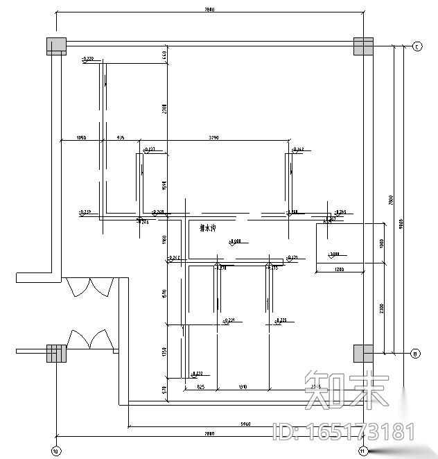 办公楼中水回用水处理施工图（膜生物反应）cad施工图下载【ID:165173181】