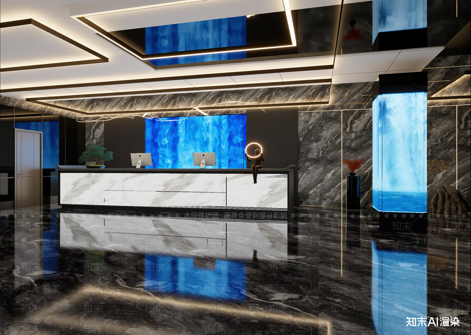 现代酒店大堂3D模型下载【ID:1214743303】