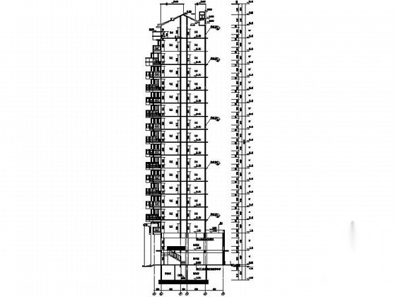[河南]某小区十八层商住楼建筑施工图（南梯）cad施工图下载【ID:167026124】