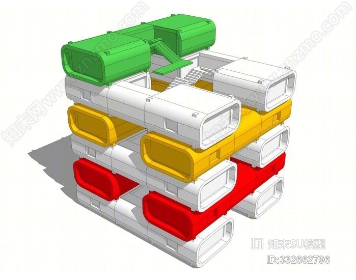 集装箱建筑SU模型下载【ID:332662796】