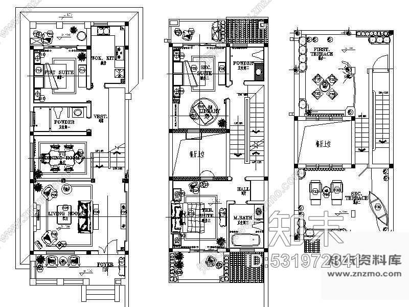 施工图地中海风格三层样板别墅施工图含效果cad施工图下载【ID:531972341】