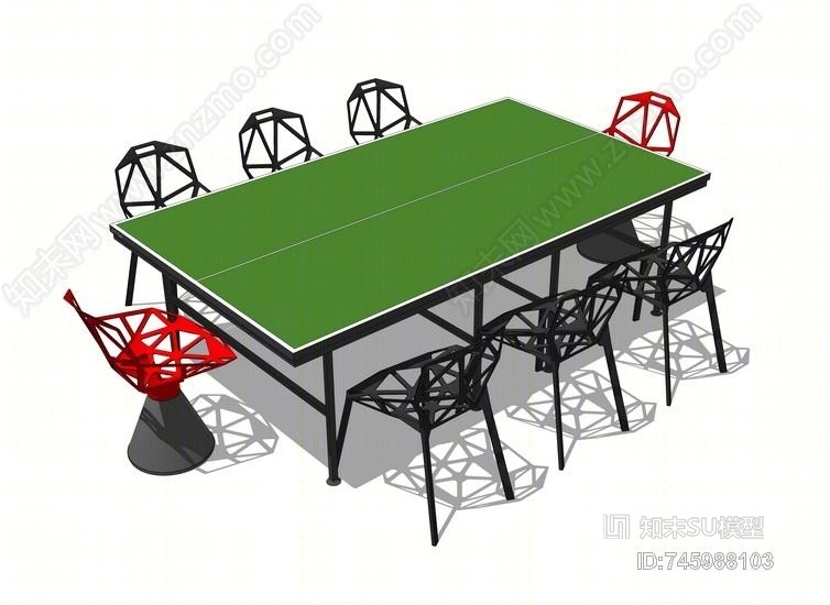 会议桌SU模型下载【ID:745988103】