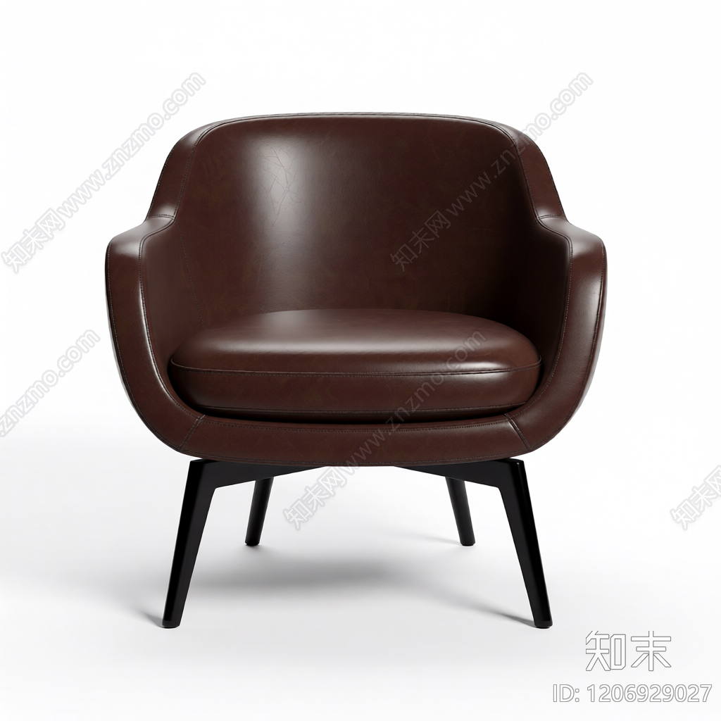 棕色皮质扶手椅3D模型下载【ID:1206929027】