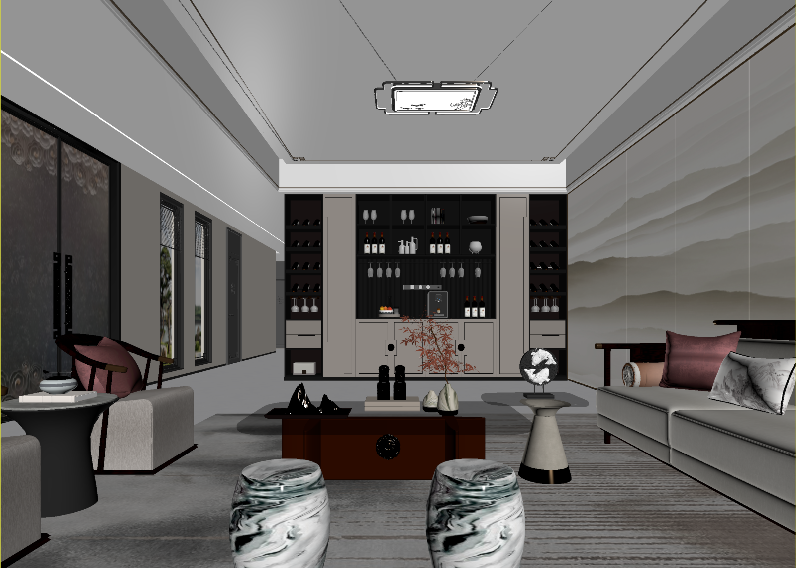 新中式酒窖3D模型下载【ID:1214613041】