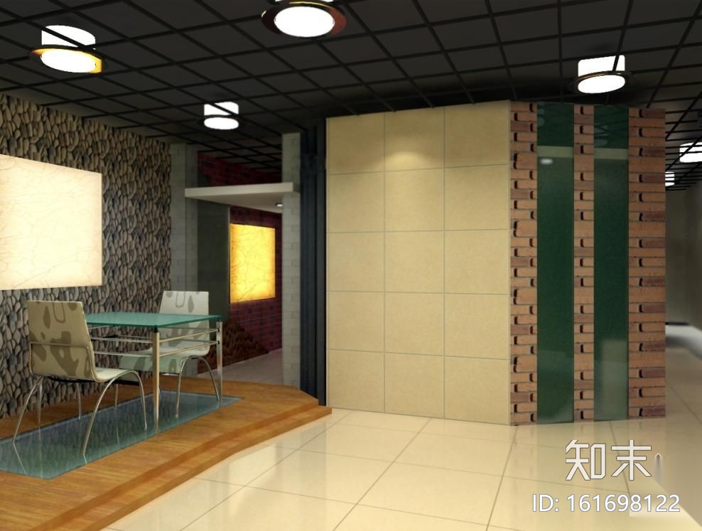 某材料展厅装修图（含效果）cad施工图下载【ID:161698122】