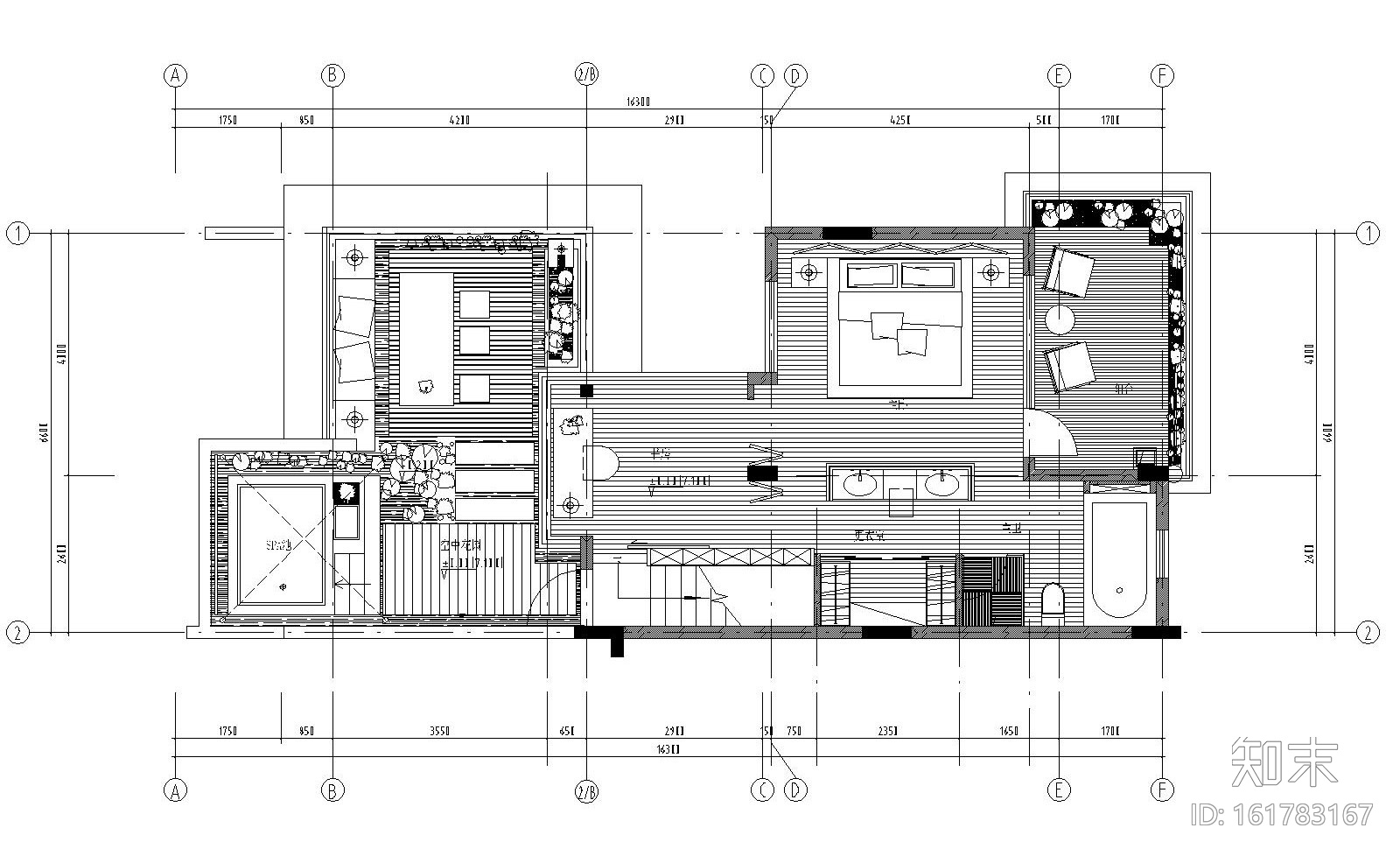 新中式三层独栋别墅内部装修施工图（附效果图）cad施工图下载【ID:161783167】