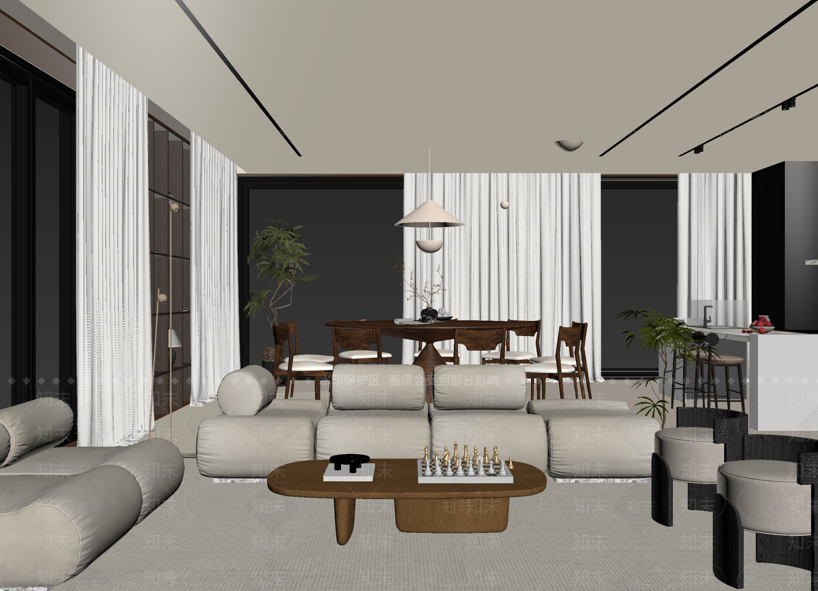 侘寂客餐厅3D模型下载【ID:1215102513】