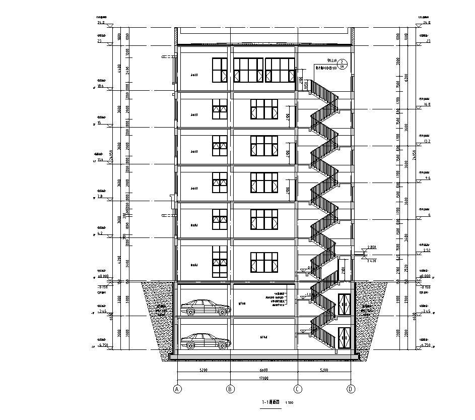 [宁夏]六层框架结构办公及商业综合体建筑施工图（含地下...施工图下载【ID:151408147】