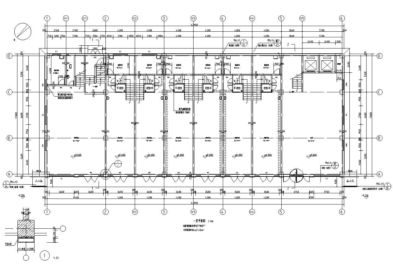 [宁夏]六层框架结构办公及商业综合体建筑施工图（含地下...施工图下载【ID:151408147】