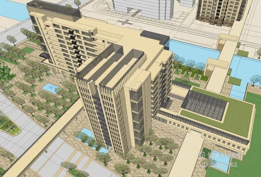简欧风情商业街SU模型下载【ID:26557862】