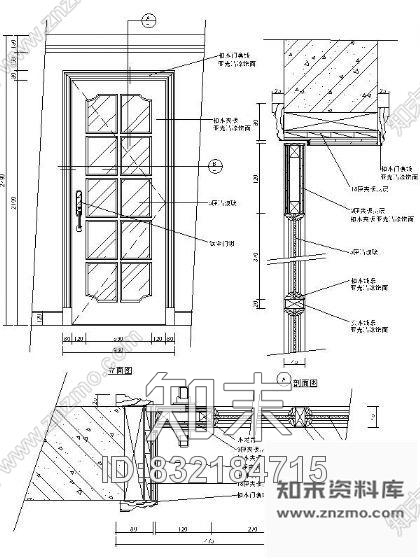 图块/节点木门详图cad施工图下载【ID:832184715】