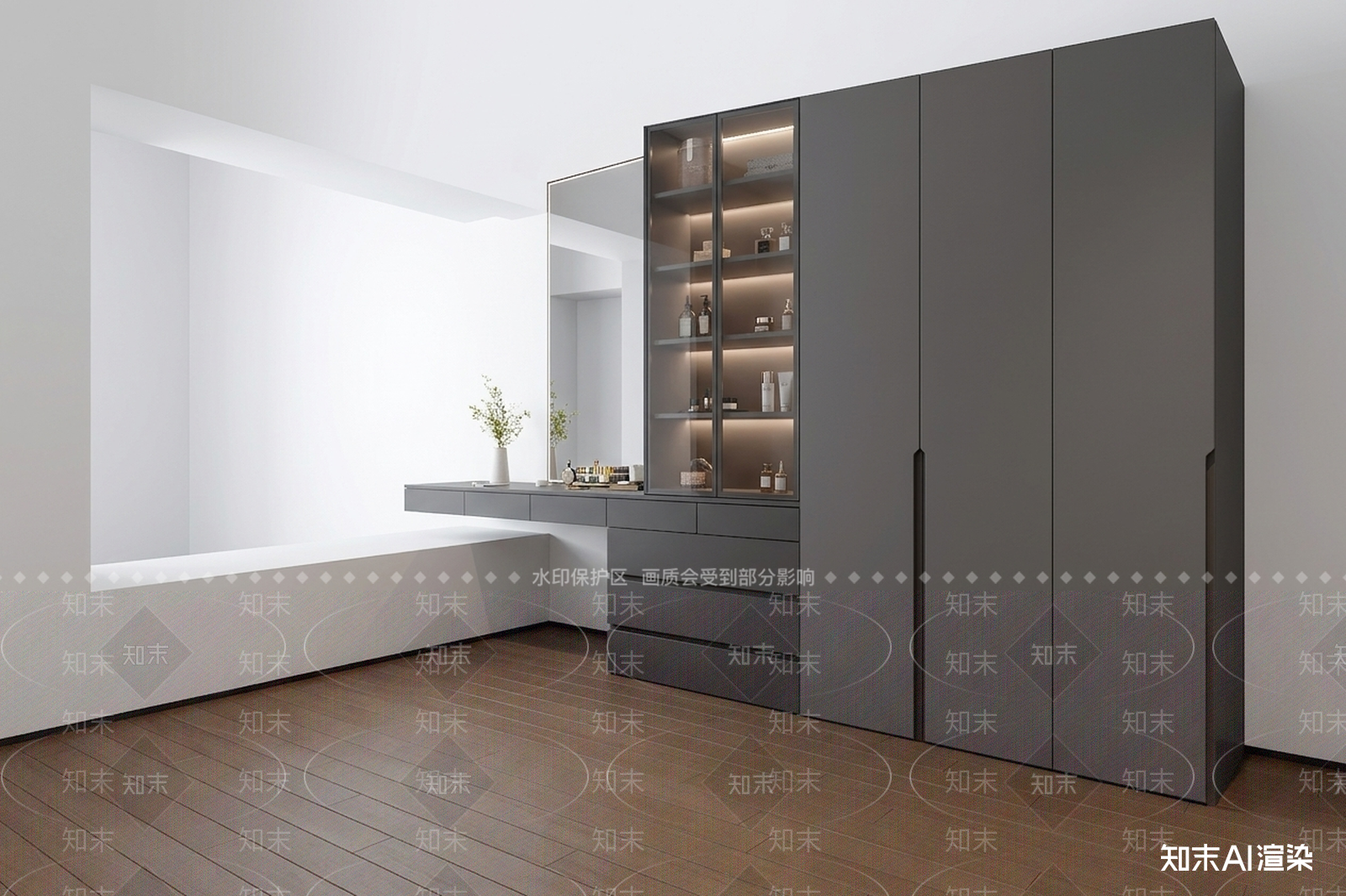 一体化梳妆台衣柜衣柜3D模型下载【ID:1227335814】