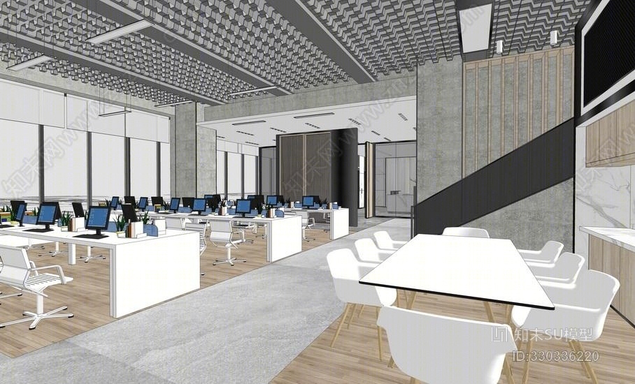 现代办公室室内设计SU模型下载【ID:330336220】